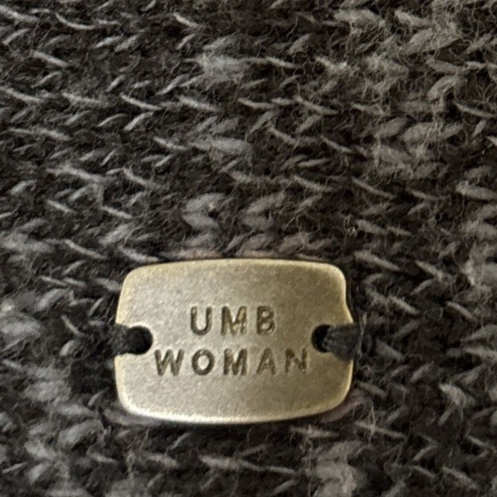 Umbrale Woman Tribal Geometric Knit Poncho Open‎ Front Wrap  Gray Chile Red - Picture 7 of 8